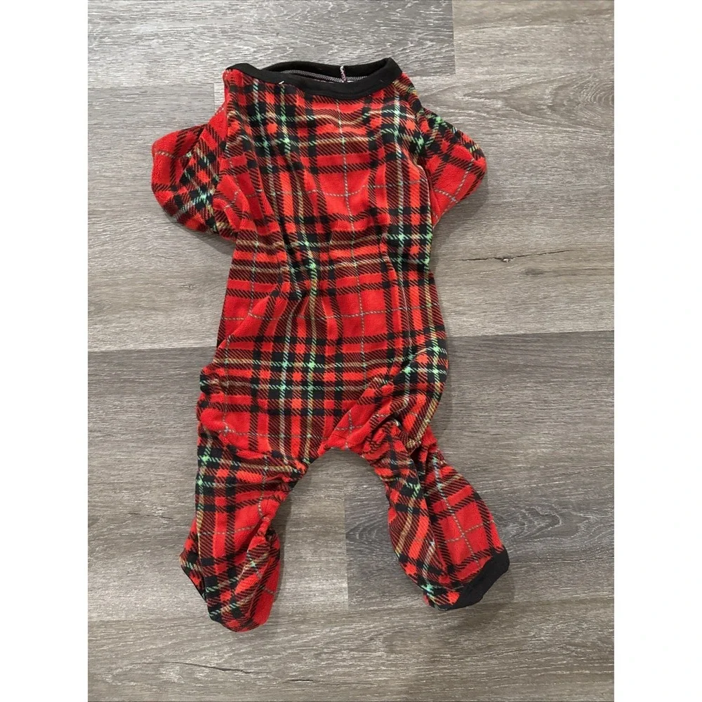 Size Medium Fleece‎ Christmas Pet Pajamas Red Plaid NWOT Holiday Pet Wear